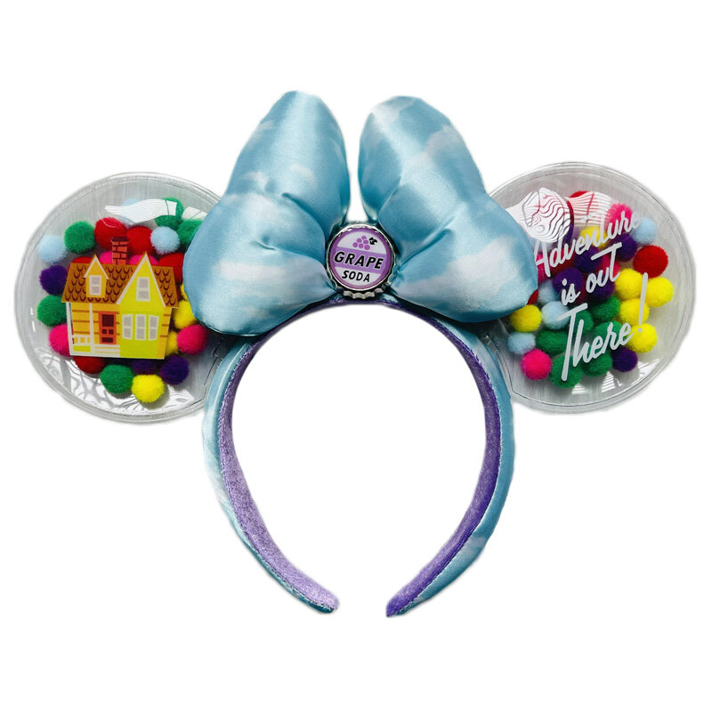Disney-Diadema de orejas de sirena y Mickey y Minnie para adultos y niños, disfraz de niña con lazo grande de lentejuelas, diadema de felpa para Cosplay, regalos