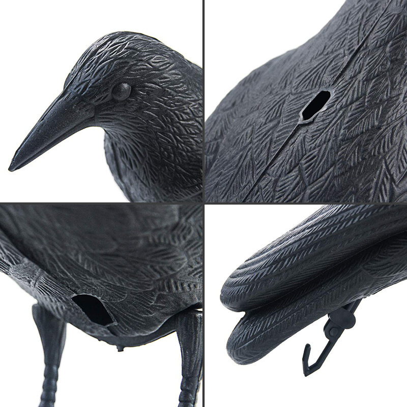 MAILIO caccia all'aperto falso corvo corvo uccello caccia esca deterrente spaventapasseri giardino controllo dei parassiti scarificatore da giardino esca per uccelli