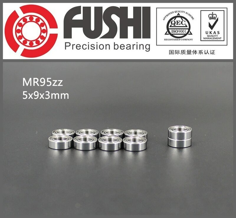 MR95ZZ-Rodamientos de bolas en miniatura, ABEC-1, 500 unidades, 5x9x3mm, L-950ZZ