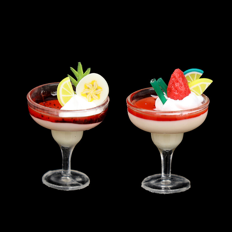 2pcs Mini Drink Ice Cream Cups Model Pretend Play Mini Food Doll Accessories Fit Play House Toy Dollhouse Miniature