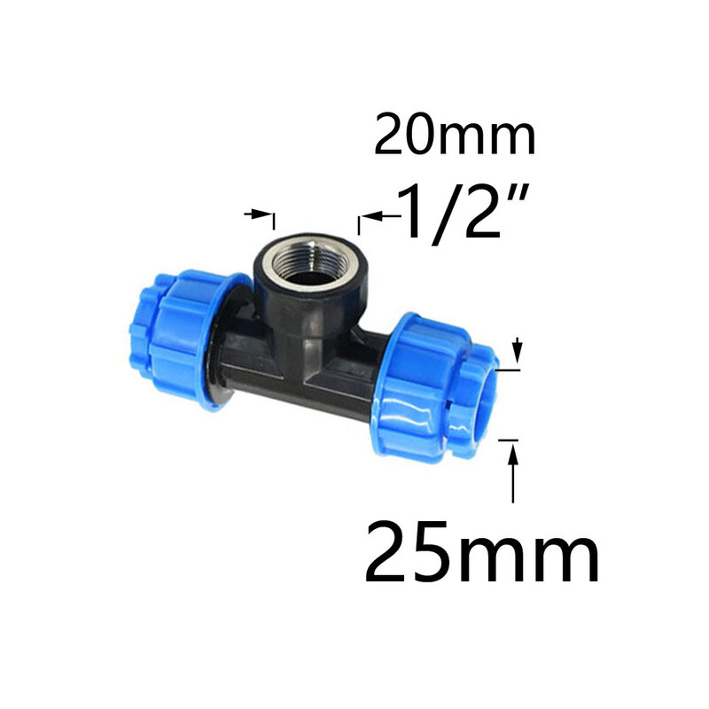 1/2" 3/4" 1" to 20mm 25mm 32mm PE Pipe Locked Tee Water Splitter Farmland Irrigation PE Pipe Quick Connection