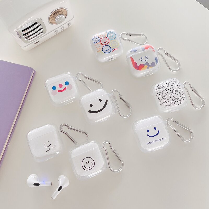Smile cangkang Earphone silikon bening lembut, untuk Mini Pro 4 TWS untuk Air Pro 4 5 casing Earphone untuk Mini Pro 5 TWS Capa Fundas