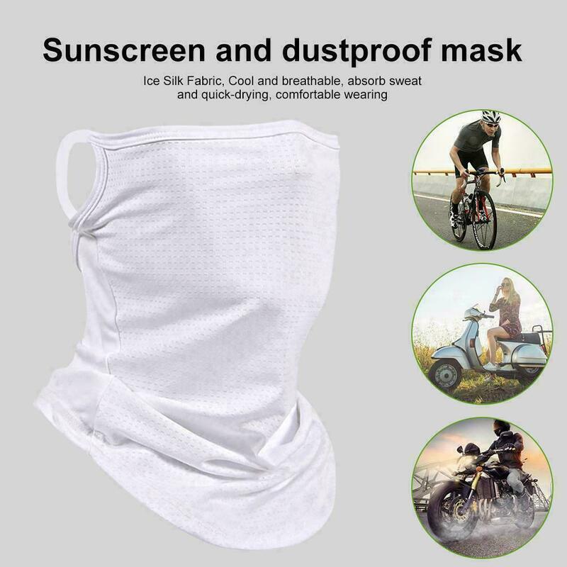 Sun Protection Face หน้ากากผ้าพันคอ Anti-ฝุ่นคอ Gaiter กลางแจ้งขี่จักรยานเดินป่ากีฬาผู้ชายผู้หญิง Headwear แขวนหู Ice ผ้าพันคอผ้าไหม