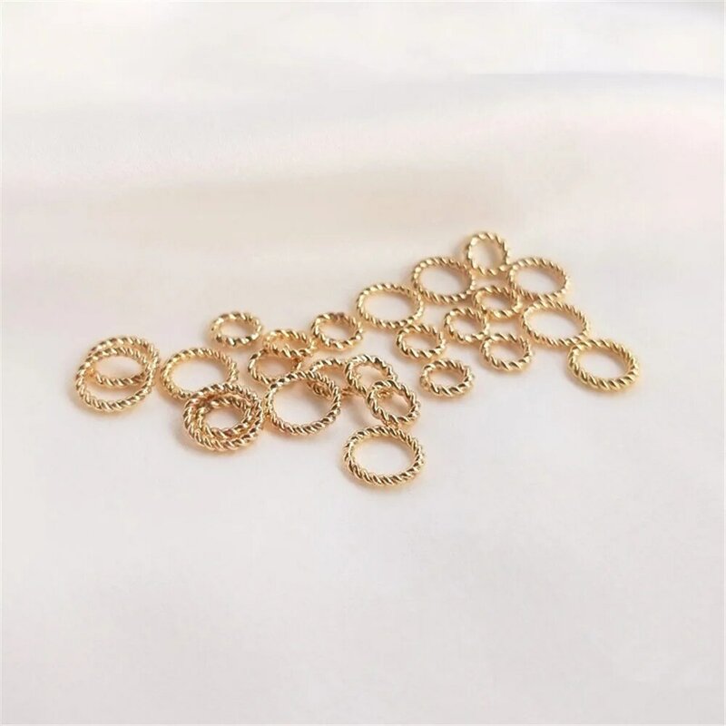Gelang rami lingkaran tertutup berlapis emas 14K cincin benang terbuka DIY tali tangan manik koneksi cincin kepala bahan perhiasan