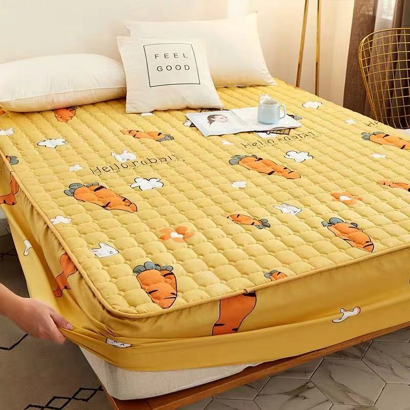 ADOREHOUSE Carrot Breathable Mattress Covers Protector Cotton Printed Elastic Mattress Topper Cartoon Protection Pad Covers
