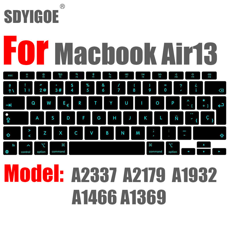 Capa protetora de silicone para teclado de laptop, capa de silicone para teclado de macbook air 13 m1 a2337 air13 a2179 a1932 a1466