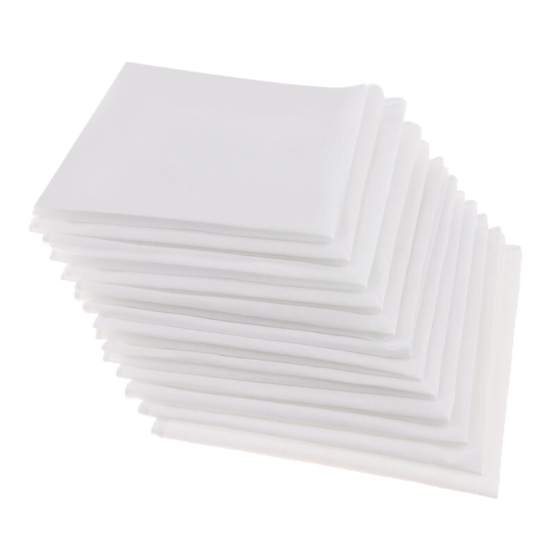 Pañuelos clásicos de algodón suave para hombre y mujer, pañuelos blancos sólidos, paquete de 12