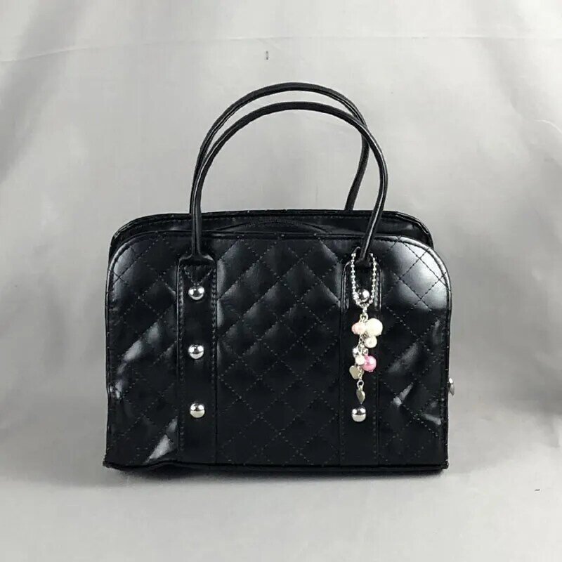 Vintage diamante verificar bolsa feminina rebite preto macio couro do plutônio shopper bolsa moda versátil maquiagem viagem saco de armazenamento