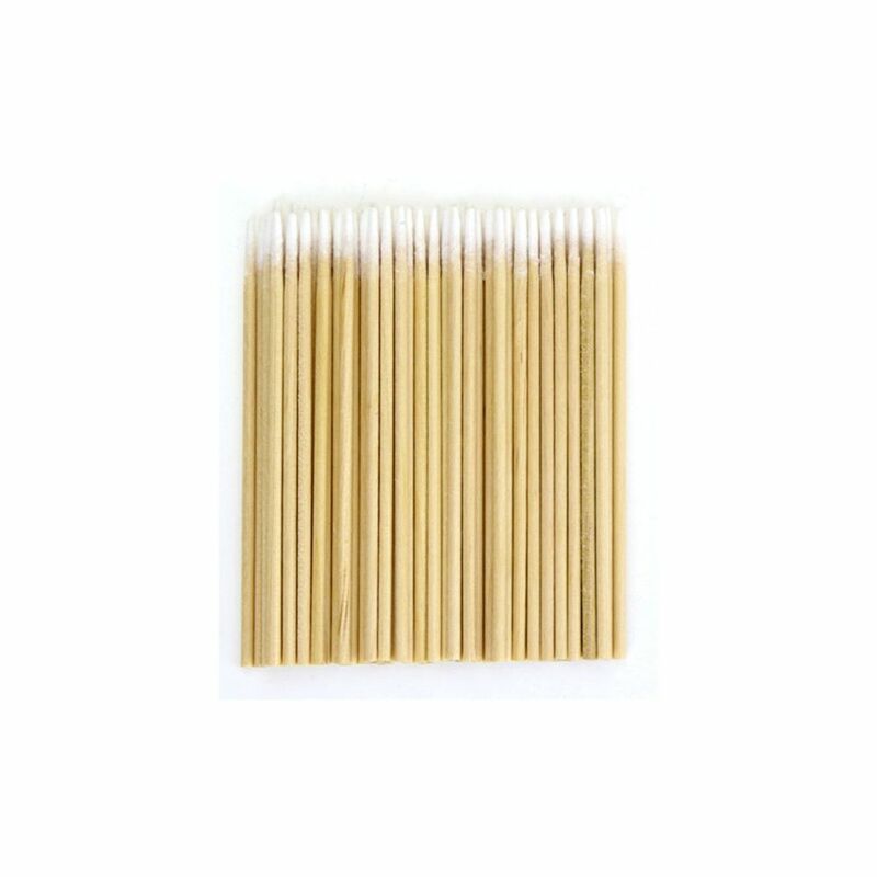 100pcs Disposable Cotton Swab Lint Free Micro Brushes Wood Cotton Buds Swabs Ear Clean Stick Eyelash Extension Glue Removal Tool
