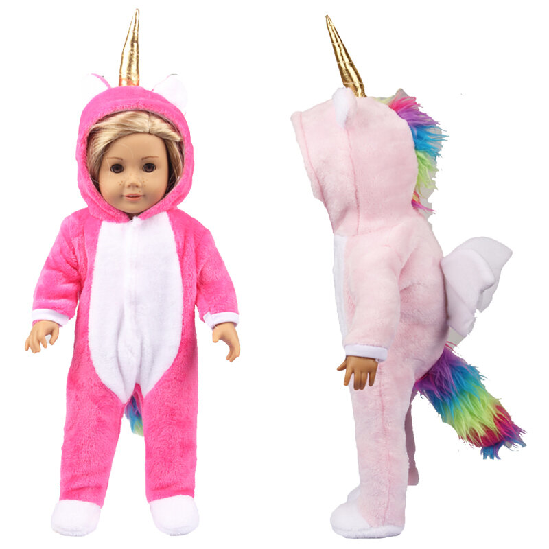 Одежда для кукол с милыми животными, комбинезоны, костюм, наряд для американской 18-дюймовой девочки и 43 см, кукла для новорожденных нашего по...