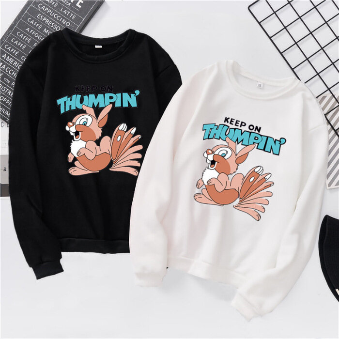 2020 printemps automne vêtements à manches longues T-shirt imprimer garder sur le pouce chemise animal lapin chemises streetwear Couple chemise S-XXXL
