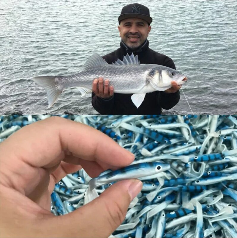 6 pz/lotto pesca esca morbida 85mm 2.3g morbida alilla di mare di alta qualità falsa esca pagaia coda sabbia anguilla pesca esche artificiali in Silicone