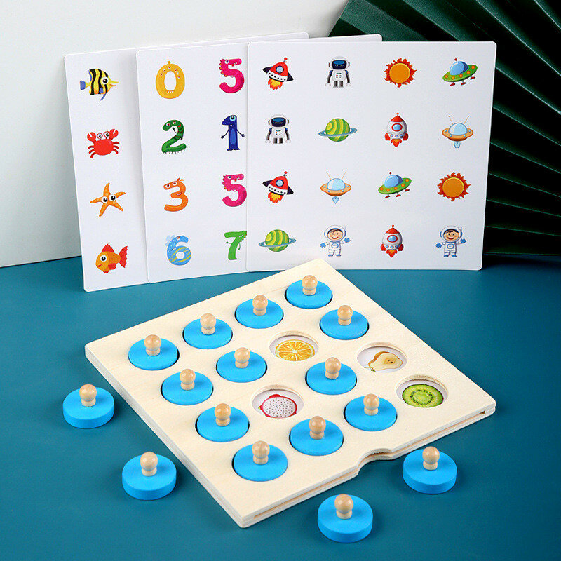 ไม้ Memory Match หมากรุกเกมกระดานสนุกการฝึกอบรมเกมการศึกษา Cognitive Ability จิ๊กซอว์ไม้ของเล่นสำหรับของขวัญสำหรับเด็ก