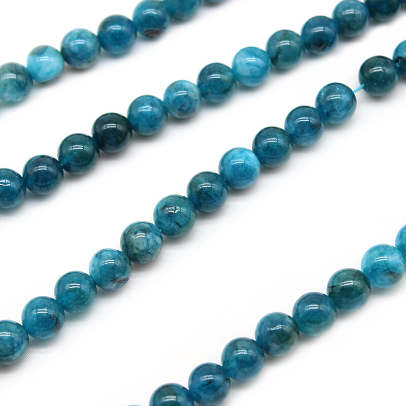 Smooth Blue Apatite Stone Beads  Round Loose Spacer Beads 6 8 10mm For Jewelry DIY Making Bracelet Earrings Accessories 15''