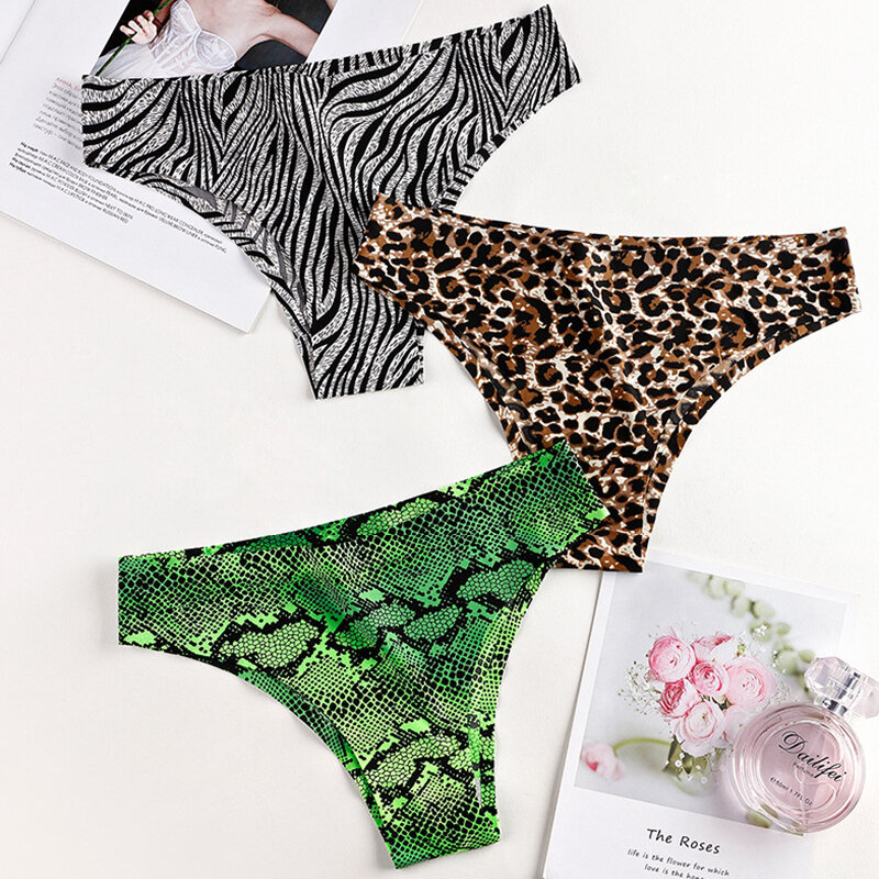 Unterwäsche Für Frauen Höschen Weibliche Sexy Low Taille Höschen Ein Stück Nahtlose Briefs Sports Eis Seide Leopard Print Unterhose