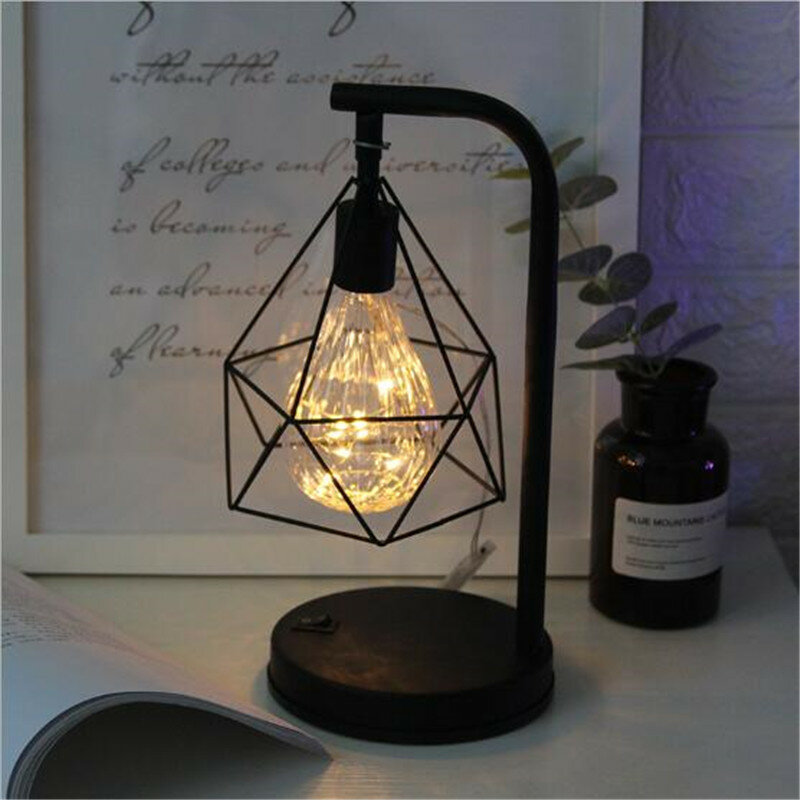 Retro Iron Art Minimalistische Tafellamp Leeslamp Vintage Night Lamp Voor Bar Slaapkamer Bed Verlichting Home Deco Lamp Nachtkastje