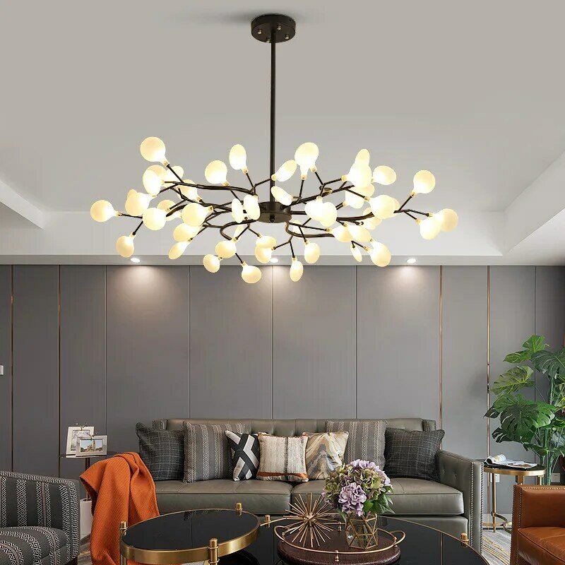 โมเดิร์น LED Firefly โคมไฟติดเพดาน Gold Black Tree สาขาไฟ Luxury Room Decor สำหรับห้องนอนห้องนั่งเล่นตกแต่งบ้าน