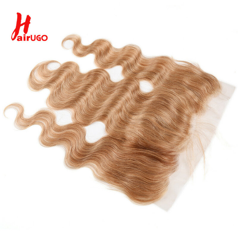 #27 gelombang tubuh renda Frontal transparan 13X4 renda depan 100% rambut manusia Remy renda Frontal dengan rambut bayi mulus HairUGo
