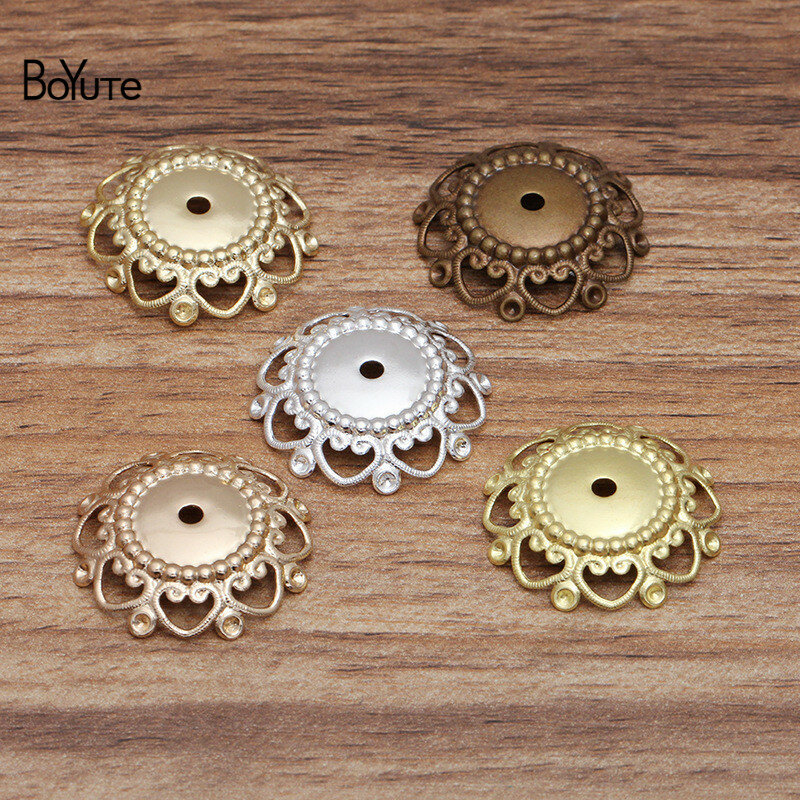 BoYuTe-Metal Brass Stamping para DIY Jóias, Arched Flower Materials, Hand Made Componentes, Jewelry Findings Componentes, 24mm, 50 PCs/Lot