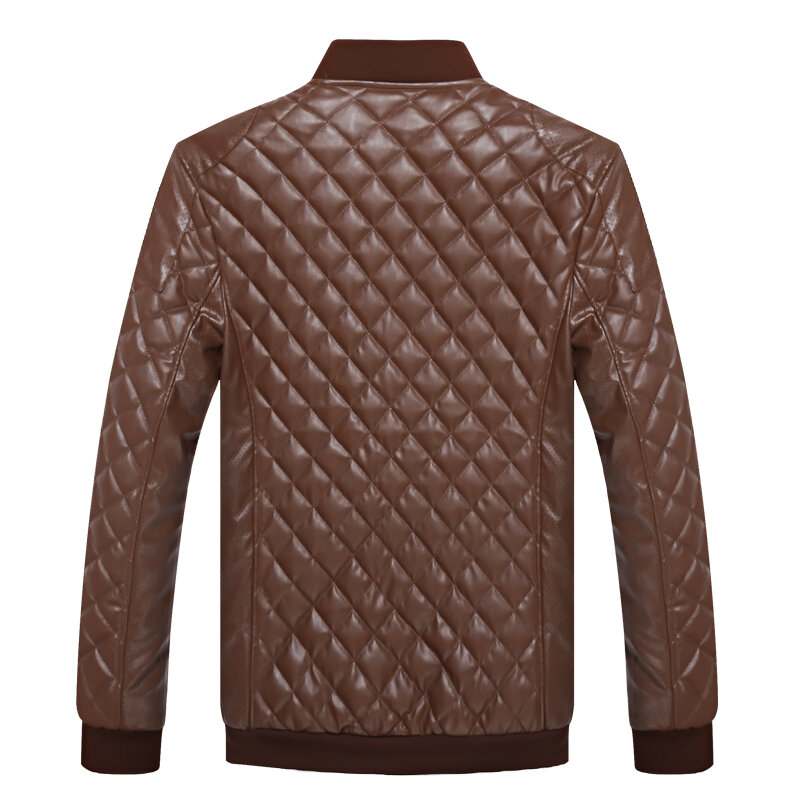Jaqueta de couro ecológico masculina, casaco de couro slim para homens da moda com gola alta qualidade, outono e inverno 2020