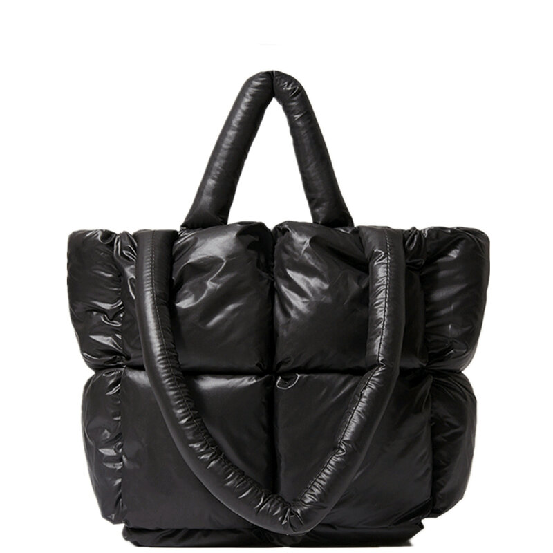 Bolso grande acolchado para mujer, bolsa de hombro acolchada de diseñador, de lujo, de nailon, de algodón, para invierno, 2021