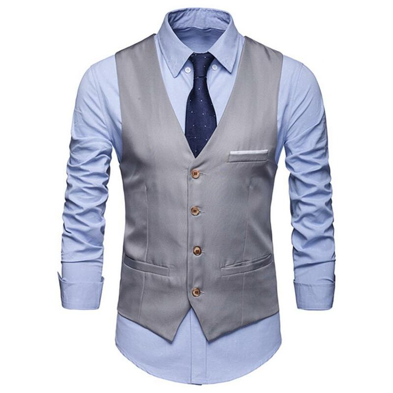 50% HOTFormal gilet da uomo in tinta unita monopetto gilet da lavoro gilet da uomo Groomsmen Group Dress coreano Slim Vest