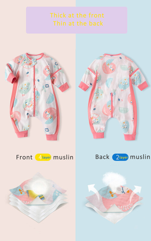 HappyFlute Neugeborenen Baby Musselin Sommer Verwenden Thick Vorder Und Dünne Zurück Baumwolle-Gepolsterte Abdeckung Schlafsack