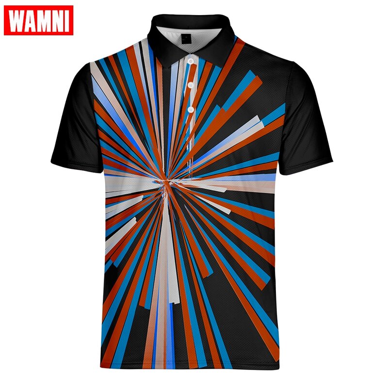 Wamni moda de alta qualidade 3d secagem rápida turn-down colarinho halterofilismo camisa camisas masculinas casuais esporte t