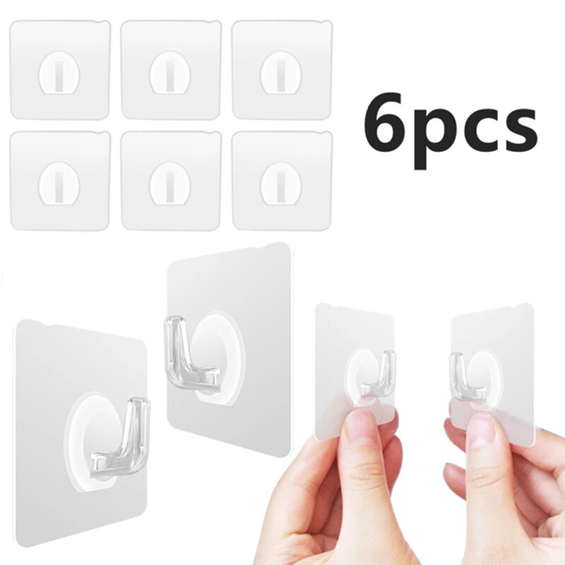 6Pcs Punch-ฟรีเครื่องหมายตะขอสติกเกอร์ภาพผนัง Hook ที่มองไม่เห็น Traceless Hardwall Drywall รูปภาพแขวนชุด для Кухни