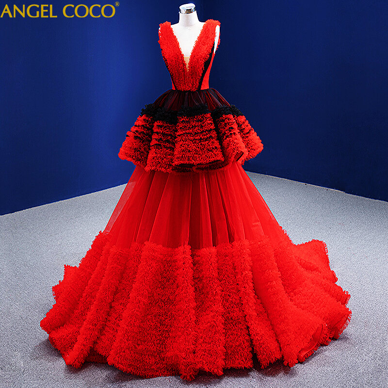 Luksusowa suknia ciążowa dla kobiet w ciąży czerwona syrenka suknie wieczorowe dekolt w serek suknie wieczorowe Plus rozmiar sukienka na studniówkę Celebrity