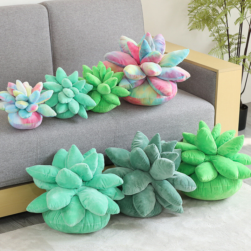 정원 녹색 연인을 위한 창의적인 다육 베개 장식, 귀여운 다육 수면 시트 쿠션, 홈 장식