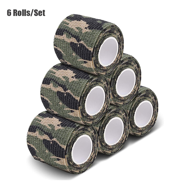 6 Rolls Camouflage Tape Geweer Camo Wrap Tape 2 "X 177" Militaire Leger Jacht Zelfklevende beschermende Bandage