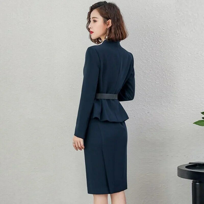 2021 New Formal Suit Women New Fashion Slim Business Long Sleeve Ol Blazer And Skirt Office Ladies Work Wear Uniform DD2802