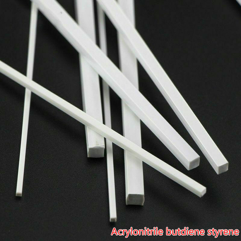 Quadrado branco plástico vara vara para arquitetura, modelo fazendo material, acessórios de bricolage, suprimentos de corte, abs, 2 pcs, 5 pcs, 10 pcs, 25 pcs, 50pcs