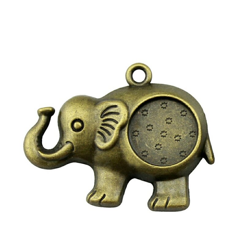 Elefante estilo cabochão pingente, bronze antigo banhado a jóias, estilo antigo, 15mm, 4pcs
