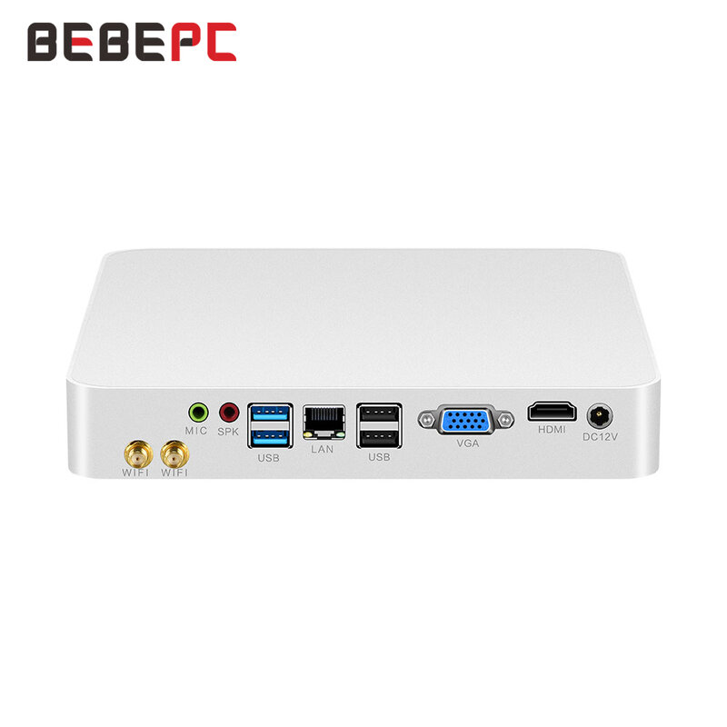 BEBEPC HTPC PC Mini Intel Core i5 4200U i3 6157U j1900 DDR3L Windows 10 Wifi HDMI 6 * kipas pendingin USB komputer Mini Desktop minipc
