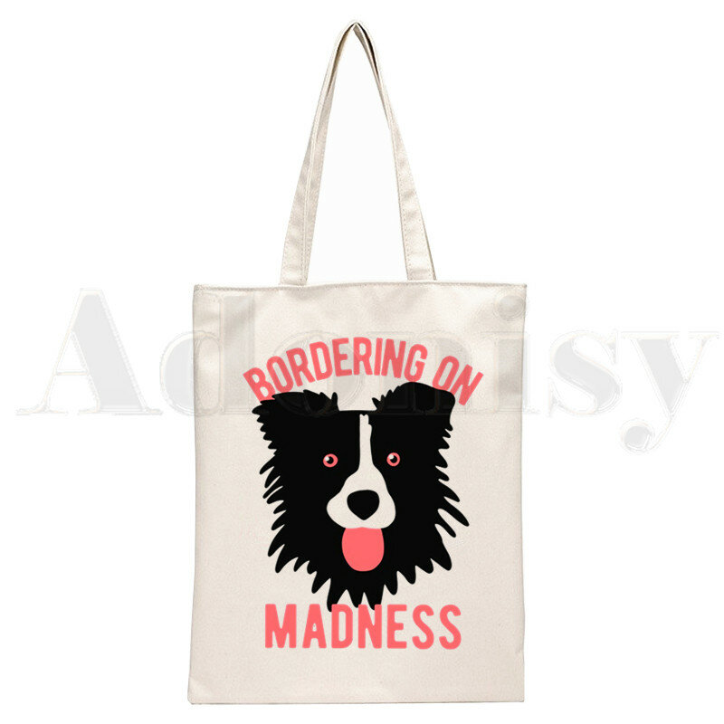 I Love my Border Collie Dog Harajuku Handbags Shoulder Bags Casual Shopping Girls Handbag Women Elegant Canvas Bag