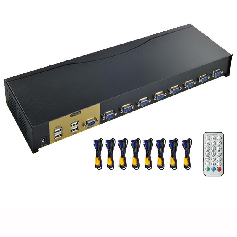 Interruptor KVM de 8 puertos, conmutador de Control remoto 8 en 1, salida 1920x1440, HD, VGA, USB, Sharer, proyector, pantalla de vídeo, ratón, teclado