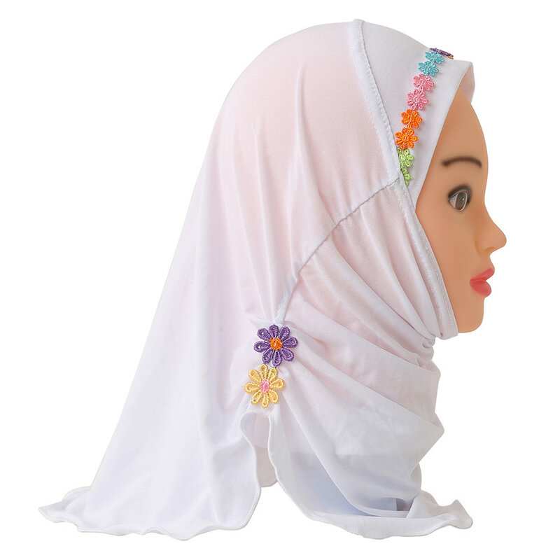 Meninas muçulmanas hijab crianças envoltório xale cabeça islâmica cachecol amira underscarf hijab boné crianças padrão de flor árabe gorro 2-6y