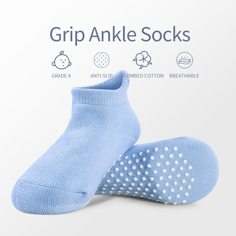 6Pairs/Lot Baby Socks 100% Organic Cotton Non Slip SockS for Boys & Girls Anti Skid Baby Sock for Baby  6-36 Month