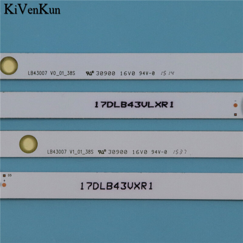 Tiras de retroiluminación LED para TV, Kit de barras para Polaroid P43D300 P43FP0037A, 17DLB43VLXR1 LB43007 V0 _ 04 _ 38s, regla VES430UNDL-2D-N01