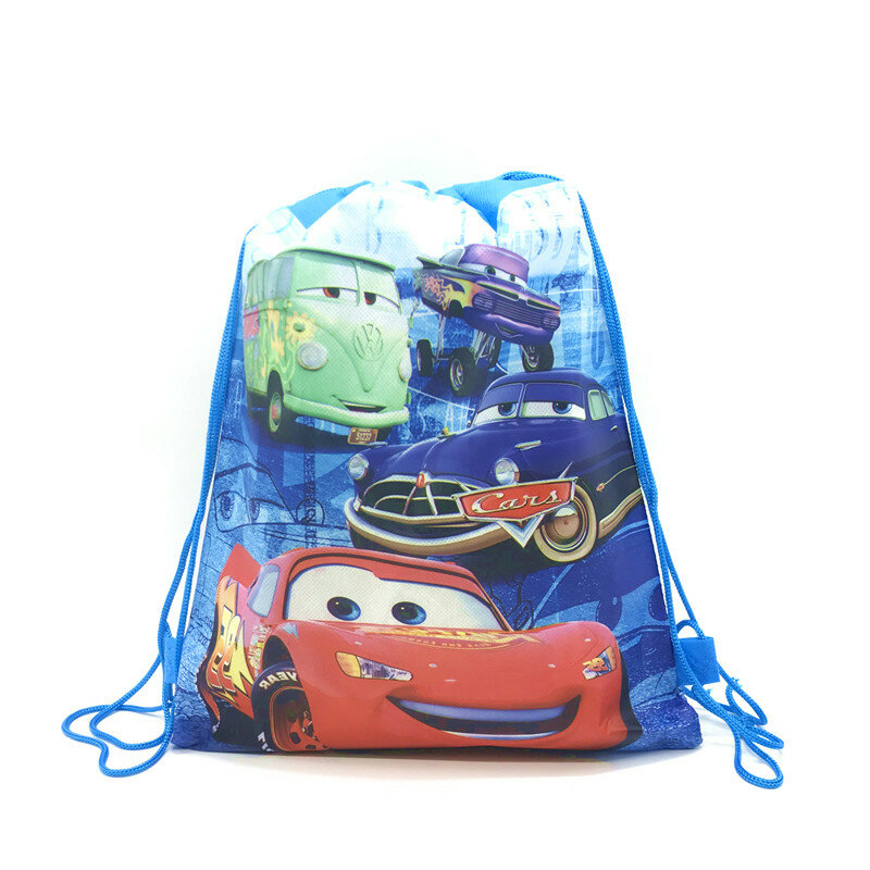 1pcs happy birthday kids Macqueen the cars cartoon Theme Drawstring Gifts Bag Non-woven Fabric party decoration Backpack bags