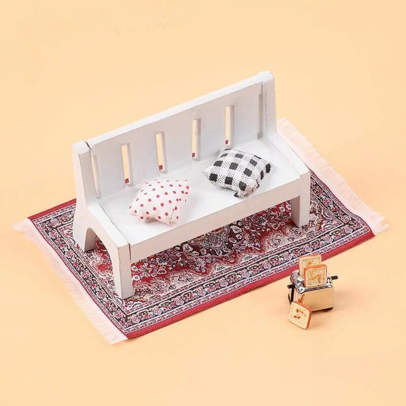 Alfombra en miniatura para casa de muñecas, tapete tejido de estilo turco, accesorios para muñecas, 1 unidad