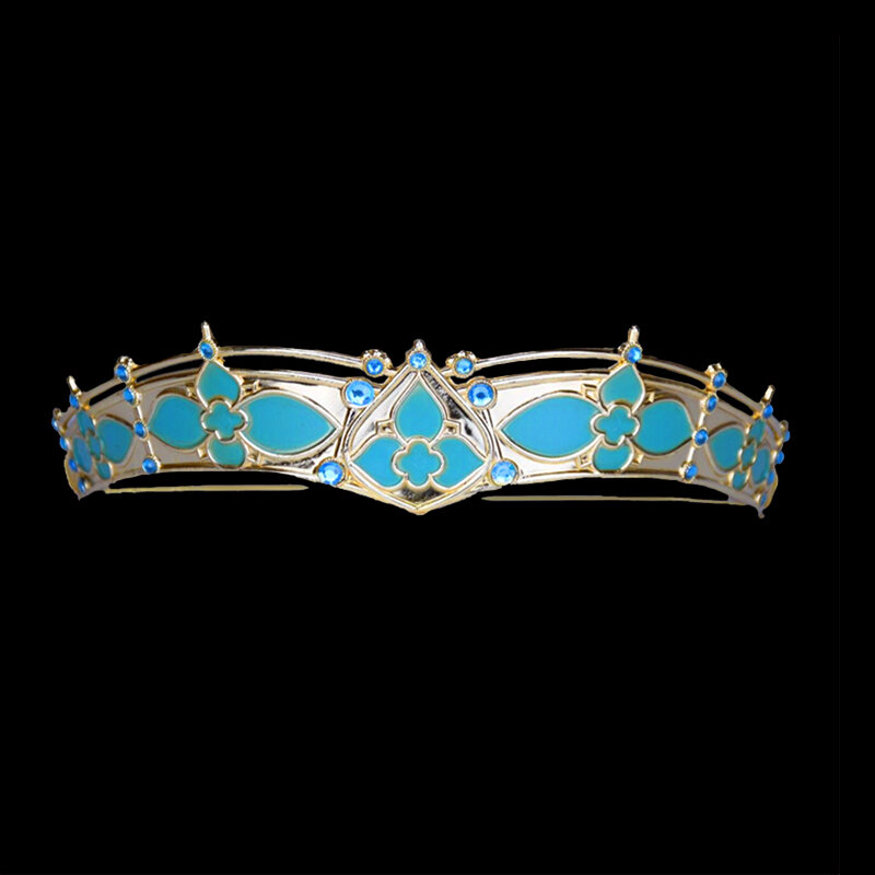 Girls Women Aladdin Jasmine Princess Necklace Earrings Headwear Cosplay Accessories Clips Earrings without Pierced Ear Clip