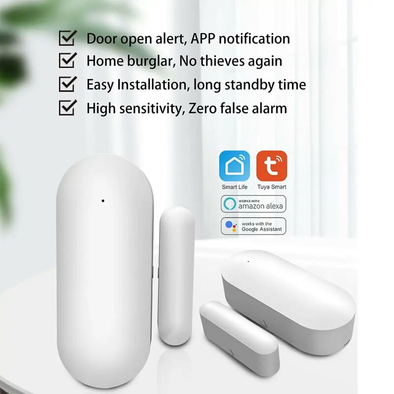 GauTone-PB69 TUYA Smart WiFi Door Sensor, Home ActivSACActivAlarm, Window Detector, Andrea Notification, Smart Life