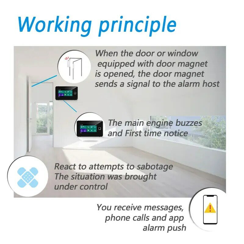 433MHz Mini Door Window Alarm Sensor Wireless Intelligent Door Sensor Security Alarm Host Accessories Open Door Reminder
