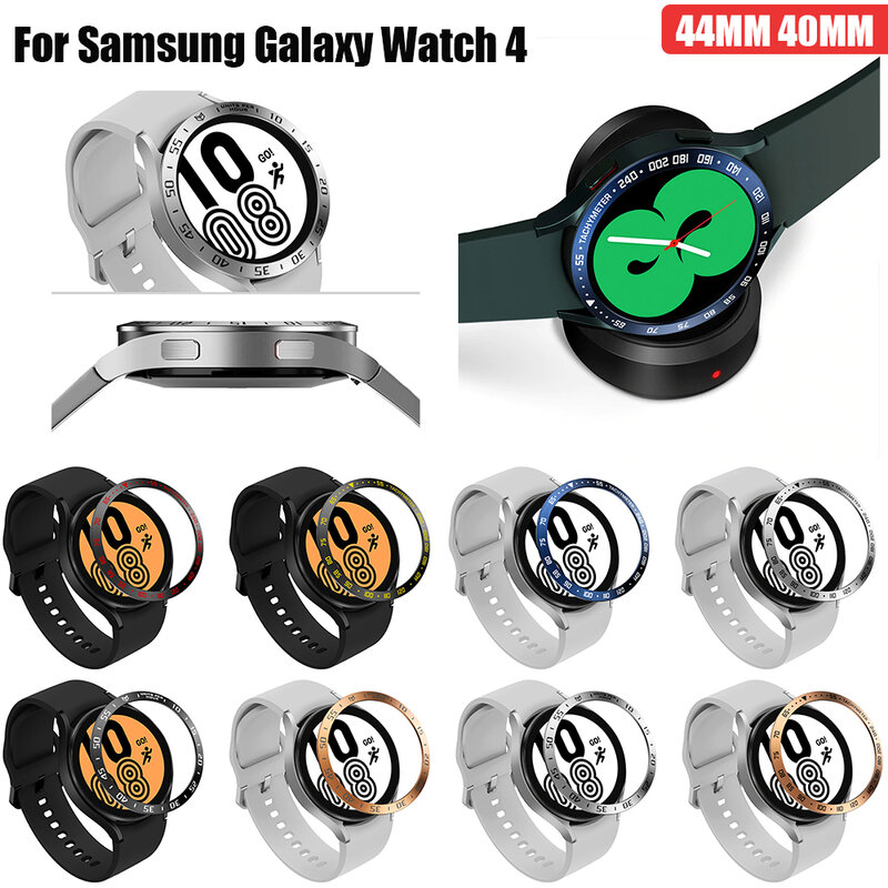 Funda protectora de acero inoxidable para reloj inteligente Samsung Galaxy 4, carcasa con anillo biselado, 44MM y 40MM