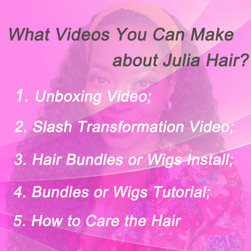 Obtén 10 $ o más. Obtener pelo gratis O para ser Julia Hair Ambassador