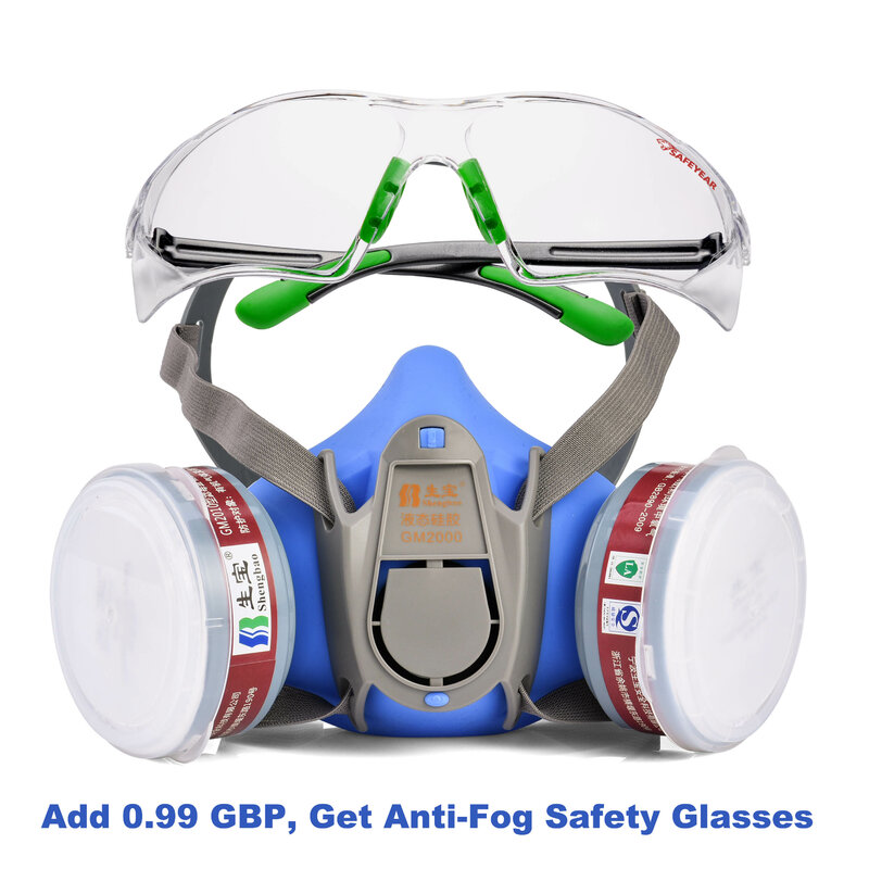 Safeyear – lunettes de sécurité Anti-buée pour hommes et femmes, demi-masque facial à gaz, respirateur, GM500, Anti-Pollution et Anti-poussière, N95 FFP3