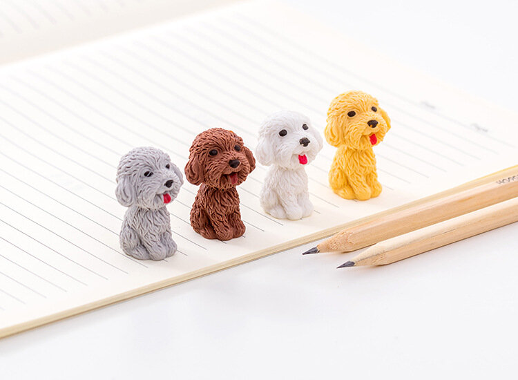 1pc Cute Teddy Dog Eraser Pencil Eraser forniture di cancelleria per studenti all'ingrosso